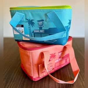 Trader Joe’s Mini Insulated Tote Set Peach & Blue LIMITED TIME Cooler Bags NWT